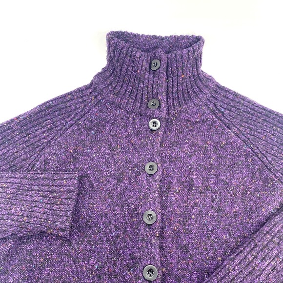 drapers & damons Sweaters - Drapers&Damons Petites Purple Speckled Mock Neck Button Front Cardigan Sweater M